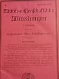 Sammelband Militär-Wissenschaftliche Mitteilungen, 1922: Befestigungen/Verbundene Waffen/Kampfmittel Flugzeug/Kavallerie und weitere Aufsätze.
