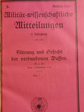 Sammelband Militär-Wissenschaftliche Mitteilungen, 1922: Befestigungen/Verbundene Waffen/Kampfmittel Flugzeug/Kavallerie und weitere Aufsätze.