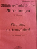 Sammelband Militär-Wissenschaftliche Mitteilungen, 1922: Befestigungen/Verbundene Waffen/Kampfmittel Flugzeug/Kavallerie und weitere Aufsätze.
