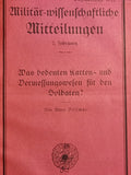 Sammelband Militär-Wissenschaftliche Mitteilungen, 1922: Befestigungen/Verbundene Waffen/Kampfmittel Flugzeug/Kavallerie und weitere Aufsätze.