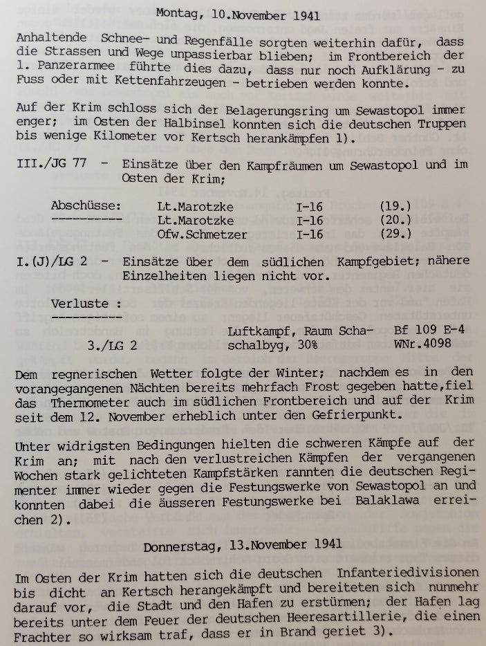 Geschichte des Jagdgeschwader 77, Teil 2.Einsatz des JG 77 im Osten vo