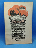 Festschrift commemorating the regimental day of the former Karlsruhe field artillery regiments and their war formations as well as the unveiling of the memorial for those who fell in the World War 1914-18.