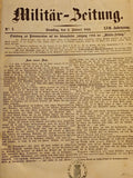 Military Newspaper of the Year 1864, Volume XVII, complete from Nos. 1-105. A first-class reference work of the Imperial and Royal Army with military reports from Austria and other European states (including Prussia).