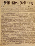 Military Newspaper of the Year 1864, Volume XVII, complete from Nos. 1-105. A first-class reference work of the Imperial and Royal Army with military reports from Austria and other European states (including Prussia).