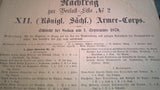 Seltene Rarität! Verlustliste No. 2 des XII (sächs.) Armee-Corps bei den Schlachten von Nouart, Beaumont, Givonne und Sedan am 29.August bis zum 1.September 1870.