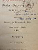 Stations-Verordnungsblatt für die Ostsee-Station. 1.Juli 1916 bis 31.Dezember 1917 - Seltene Rarität!