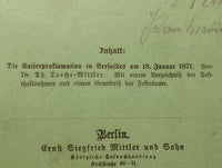 Beiheft zum Militär-Wochenblatt, 1.Heft, 1896. Aus dem Inhalt: Die Kaiserproklomation in Versailles am 18.Januar 1871.