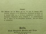 Beiheft zum Militär-Wochenblatt, 5.Heft, 1896. Aus dem Inhalt: Die Schlacht vor Le Mans 10. - 12.Januar 1871