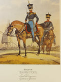 Königreich Hannover, nach altkolorierten Lithographien um 1840 aus der Sammlung Sämtliche Truppen von Europa.