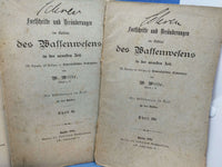 Fortschritte und Veränderungen im Gebiete des Waffenwesens in der neuesten Zeit Beschreibung: Als Ergänzung und Fortsetzung der gemeinfaßlichen Waffenlehre. Teil 1-3 und der Nachtrag! Seltenes Werk!