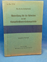 L.Dv. 772. Anweisung für die Arbeiten in der Kampfstoffuntersuchungsstelle