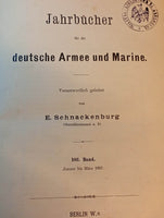 Jahrbücher für die deutsche Armee und Marine. Januar bis März 1897. Aus dem Inhalt: schwere Belagerungsartillerie bei Festungen/ Feldzüge 1796/ Wirkung Handfeuerwaffen sowie viele weitere Themen.