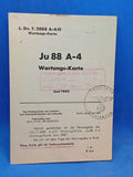 L.Dv.T. 2088 A-4/FI Ju 88 A-4 Wartungskarte. Seltenes Orginal!