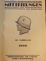 Militärwissenschaftliche und Technische Mitteilungen. Kompletter Jahrgang 1929. Eine der wohl umfangreichsten Spezial-Quell-Literatur über die Kämpfe der deutsch/österreich-ungarischen Truppen in den Gebirgskämpfen des 1.Weltkrieges