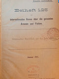 Konvolut von 11 Beiheften (kompl. Jahresband) der Internationale Revue über die gesamten Armeen und Flotten des Jahres 19011 in einem Band gebunden. Aus dem Inhalt: Landesverteidigung Holland/Deut. Kaisermanöver/Russisch-Jap. Krieg und weitere Aufsätze.