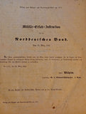 Military Replacement Instruction for the North German Confederation of March 26, 1868.Bound with: Compilation of Military Criminal Law Applicable in Prussia