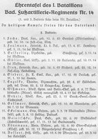 Geschichte des I. und III.Bataillons Badischen Fußartillerie-Regiments Nr. 14 im Weltkriege 1914-1918.
